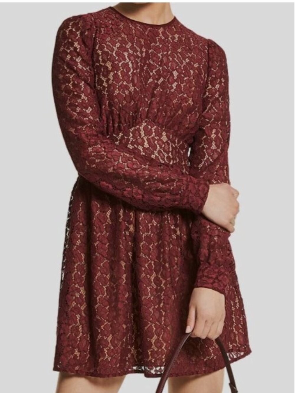 Michael Michael Kors Leopard Corded Lace Mini Dress in Merlot Size XXS